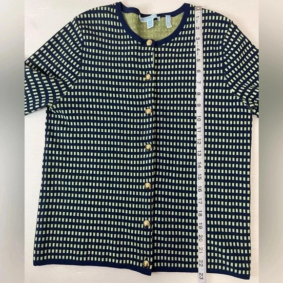 3 FOR $15 Draper James Button Front Cardigan Navy & Yellow W/Gold Buttons SZ Med - Picture 6 of 9